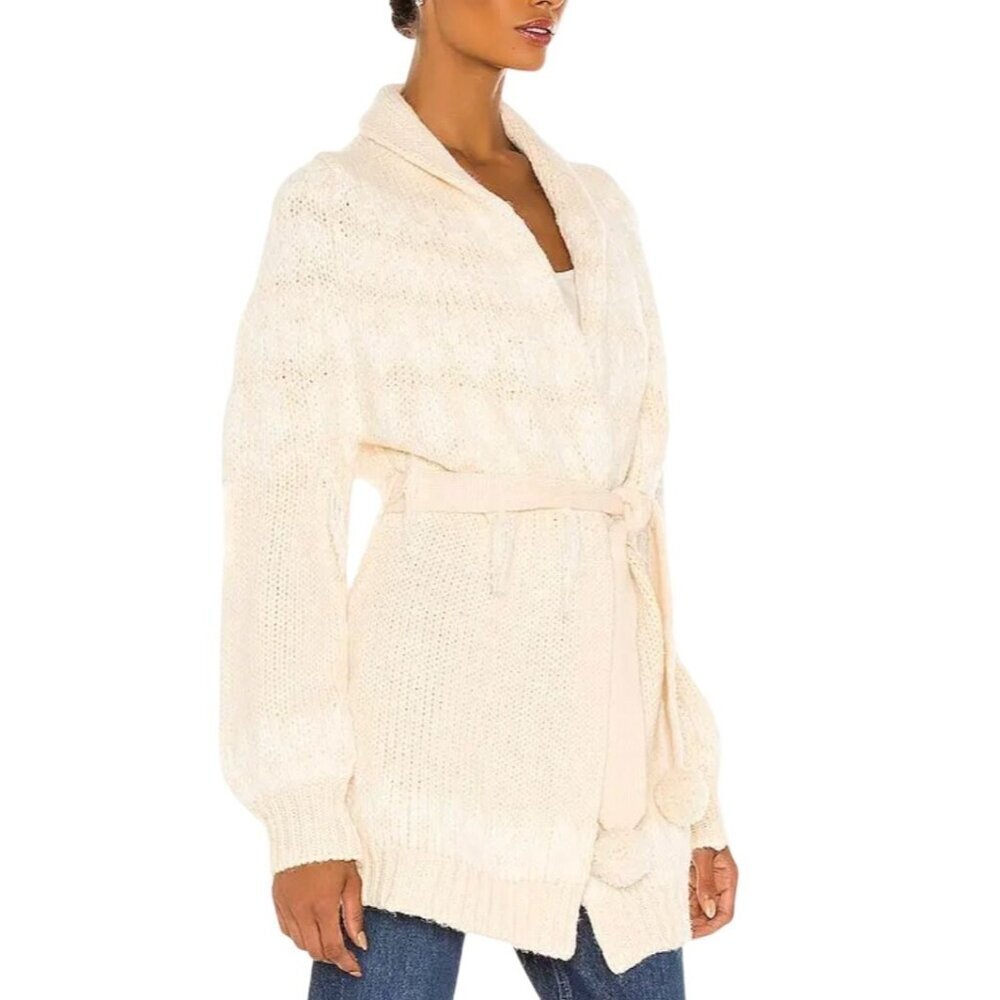 Saylor Estella Shawl Collar Cardigan Tie Belt Cream XS MSRP $253